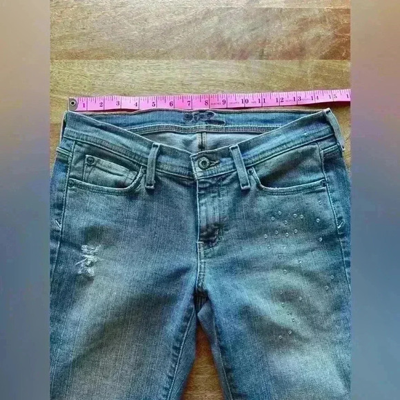 Hint Kick & Flare Jeans with Crystals & Paint Splatter | Size 7 - Picture 7 of 13